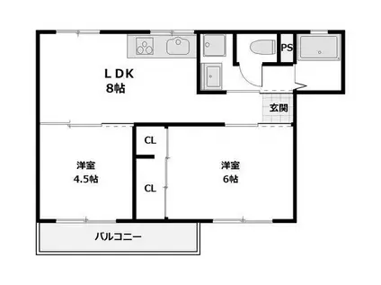 ブルーハイツ 2F(2LDK/2階)の間取り写真
