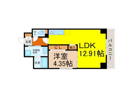GRANDUKE千代田REGARIA(1LDK/7階)の間取り写真