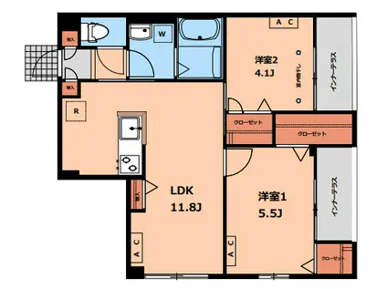 大山金井町計画(2LDK/1階)の間取り写真