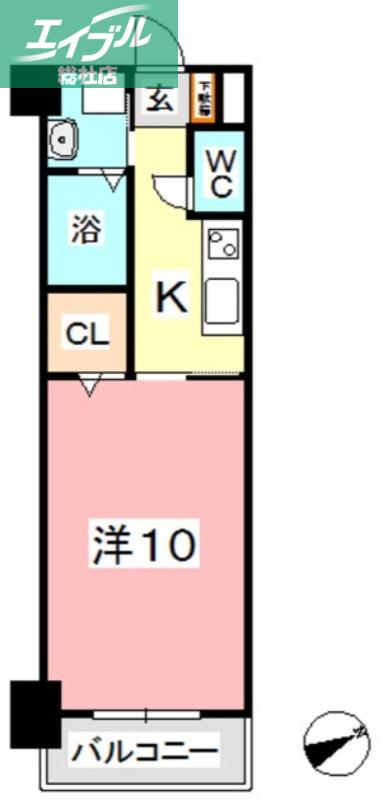 ブランミュール倉敷東町(1K/2階)の間取り写真