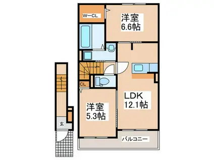 レゴリス III(2LDK/2階)の間取り写真