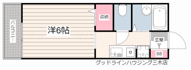スタチューハイツ(1K/1階)の間取り写真