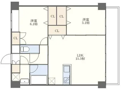 S-FORT佐賀天神(2LDK/14階)の間取り写真