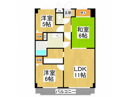 東尾マンション(3LDK/3階)の間取り写真