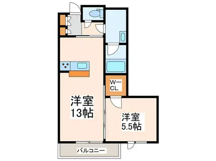 シャーメゾン 上水前寺(1LDK/1階)の間取り写真