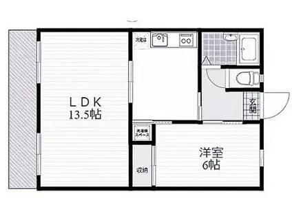 SALT田中町(2DK/1階)の間取り写真