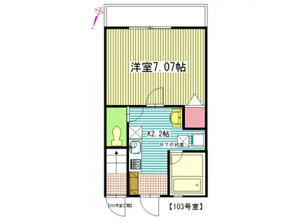 ソレイユ柏の葉(1K/1階)の間取り写真