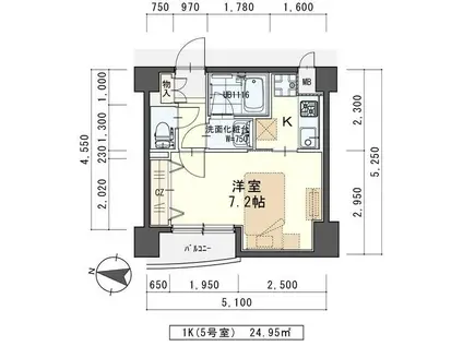 ラピス雨宮(1K/2階)の間取り写真