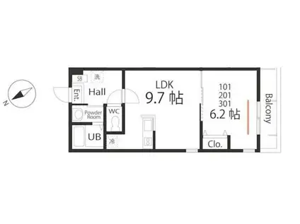 ハーミットクラブハウス トゥギャザー常盤公園(1LDK/1階)の間取り写真