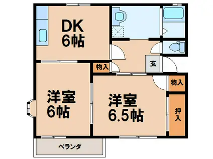 ラフォーレヨシダA(2DK/1階)の間取り写真