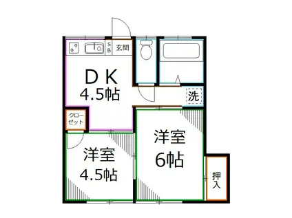 あすかアパートメント国分寺(2K/2階)の間取り写真