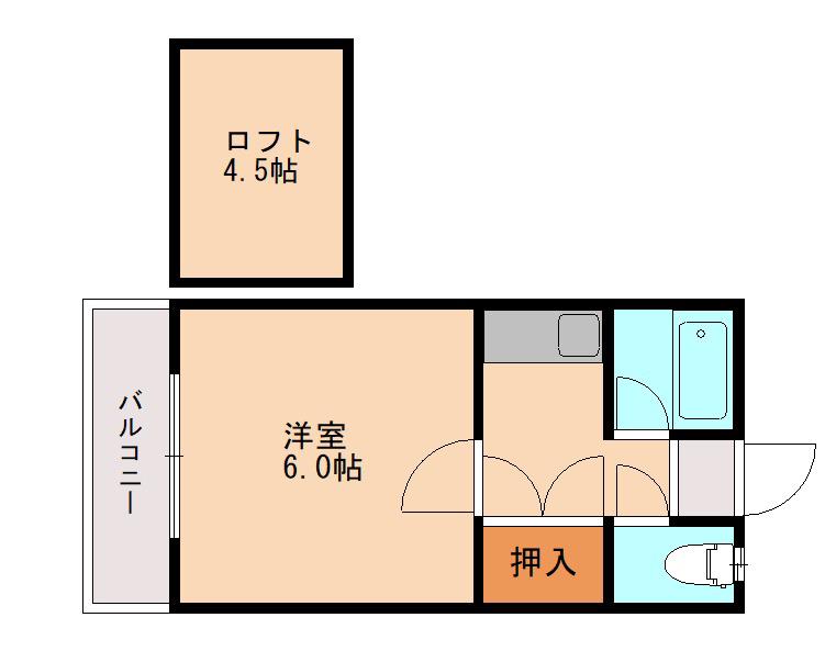 グリーンハイツ新宮(1K/2階)の間取り写真