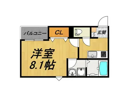 LE COCON 鳴海(1K/3階)の間取り写真