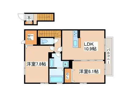 プレシェーナI(2LDK/2階)の間取り写真