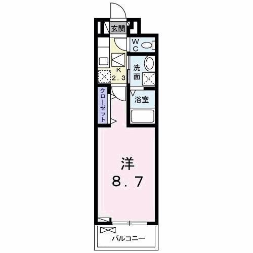 YSアビタシオン青柳(1K/1階)の間取り写真