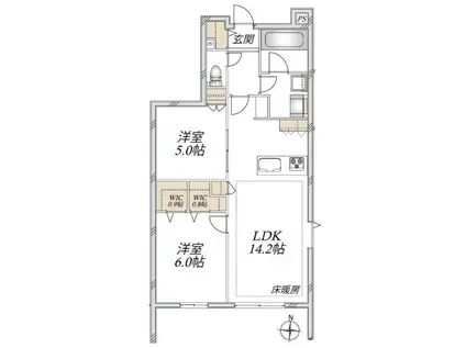 成増3丁目メゾン(2LDK/1階)の間取り写真