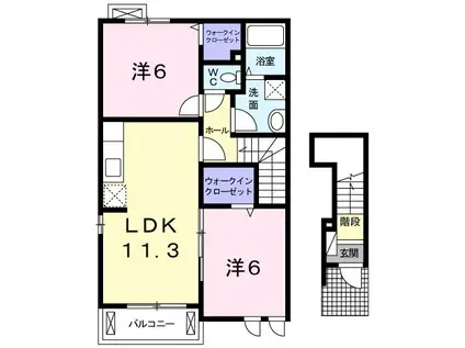 カレント(1LDK/2階)の間取り写真