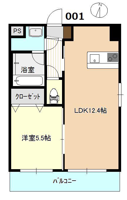 パルティール・ペルレ(1LDK/7階)の間取り写真