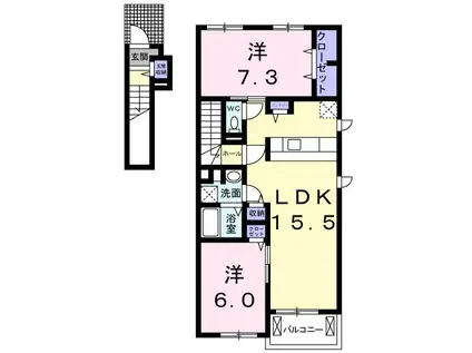 アイリス(2LDK/2階)の間取り写真