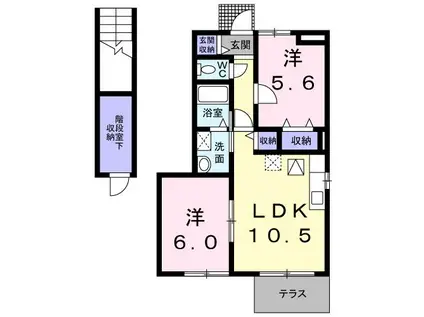 COZY SQUARE B(2LDK/1階)の間取り写真