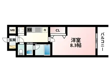 スプランディッド新大阪III(1K/2階)の間取り写真