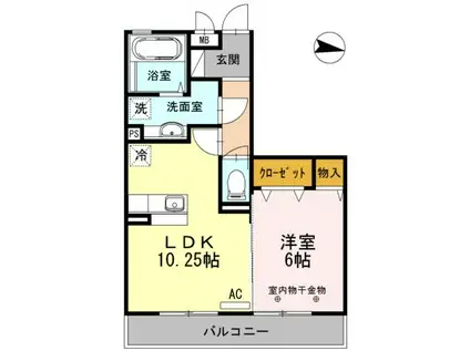 イーストエンジェル青山(1LDK/3階)の間取り写真