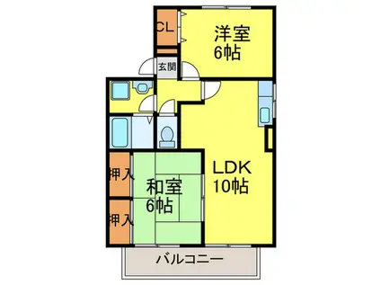 エスポアール藤(2LDK/2階)の間取り写真