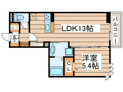 グランディール泉中央(1LDK/2階)の間取り写真