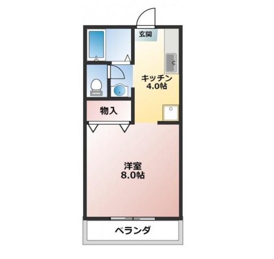 アブニールつしまB棟(1K/2階)の間取り写真