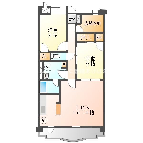 ヴァンクレールONE(2SLDK/2階)の間取り写真