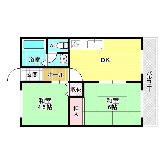 津田コーポ(2DK/2階)の間取り写真