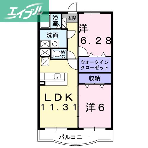 エスタシオン(2LDK/3階)の間取り写真
