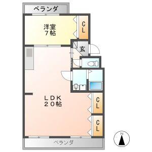レヂデンス尾崎(1LDK/2階)の間取り写真