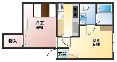 新星ビル(1DK/2階)の間取り写真