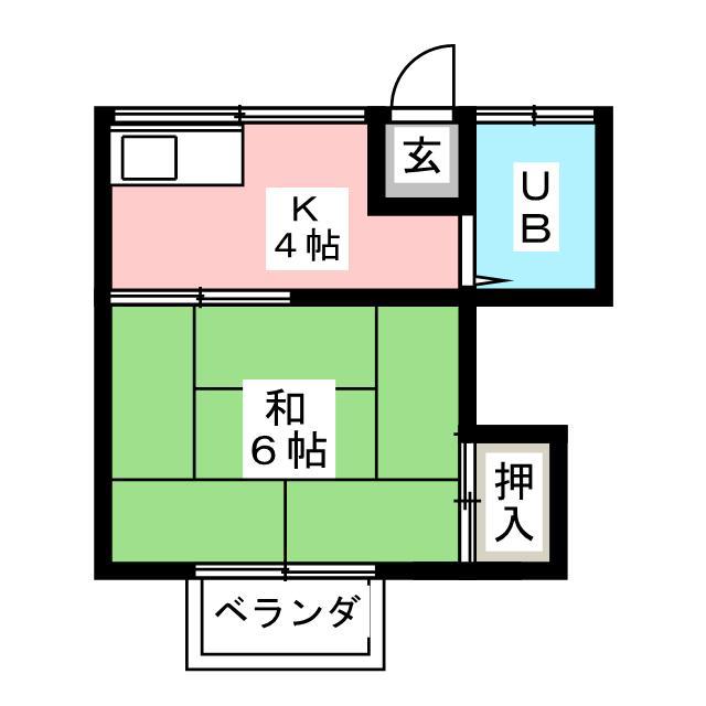 めじろ荘(1K/1階)の間取り写真