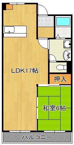 富士見台(1LDK/2階)の間取り写真