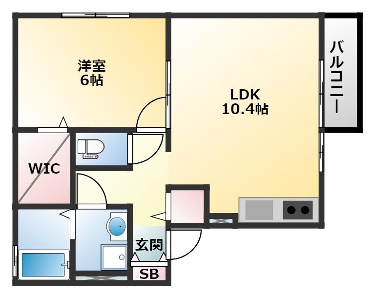 ＪＲ関西本線 志紀駅 徒歩5分 2階建 築19年(1LDK/2階)の間取り写真