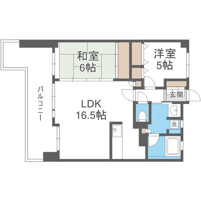 エスリード南摂津(2LDK/9階)の間取り写真