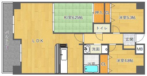アビタシオン橋本II(3LDK/5階)の間取り写真