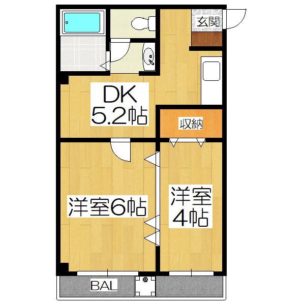 グレースコーポ大塚(2DK/2階)の間取り写真