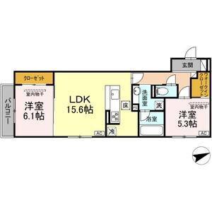ディーソルビア石塚町 A(2LDK/1階)の間取り写真