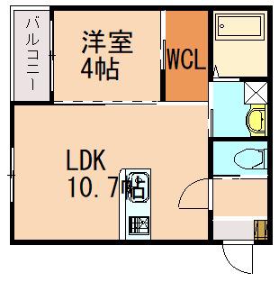 BRAVE BASE 遠賀 サウス(1LDK/2階)の間取り写真