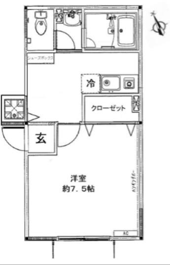 FLAT-K(1K/1階)の間取り写真