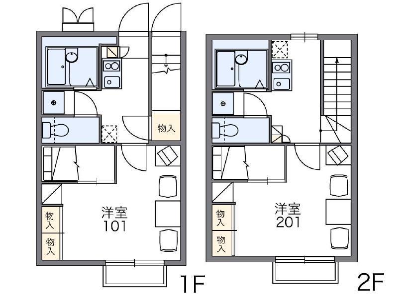 レオパレスDELIGHT(1K/2階)の間取り写真