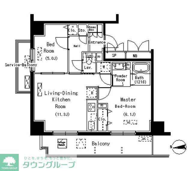 パークアクシス元浅草ステージ(2LDK/13階)の間取り写真