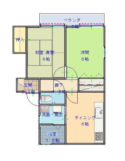 エミール(2DK/1階)の間取り写真