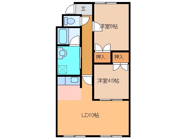 クレアコート(2LDK/1階)の間取り写真