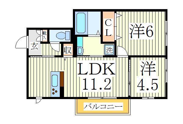 VILLETTA(2LDK/2階)の間取り写真