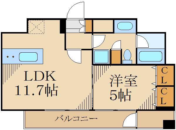 メイクスデザイン高田馬場(1LDK/6階)の間取り写真