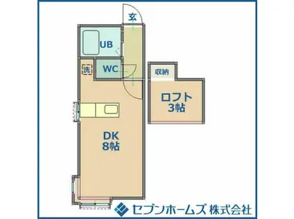 パレス元町(1SK/3階)の間取り写真